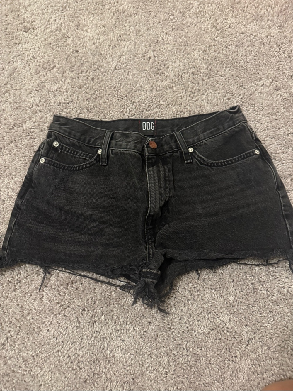 BDG Washed Black High-Rise Denim Cutoff Shorts
